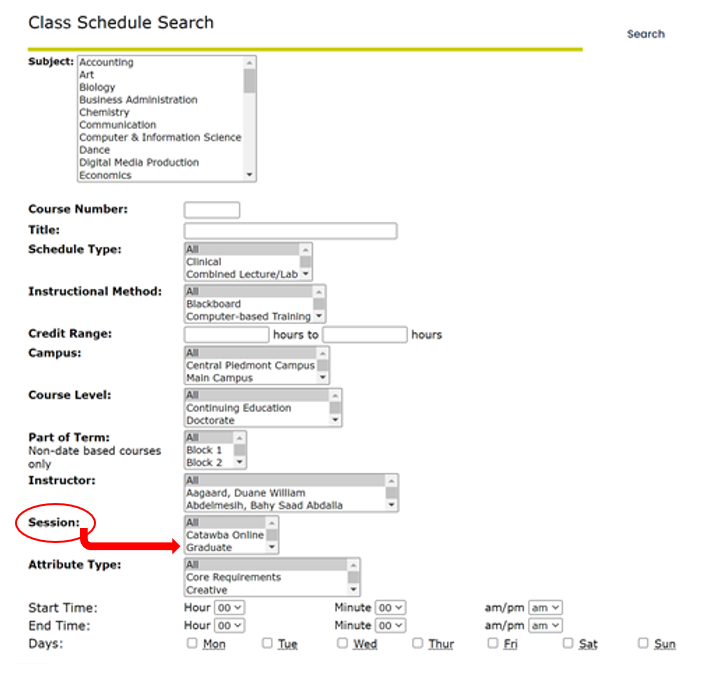 Class Session Options