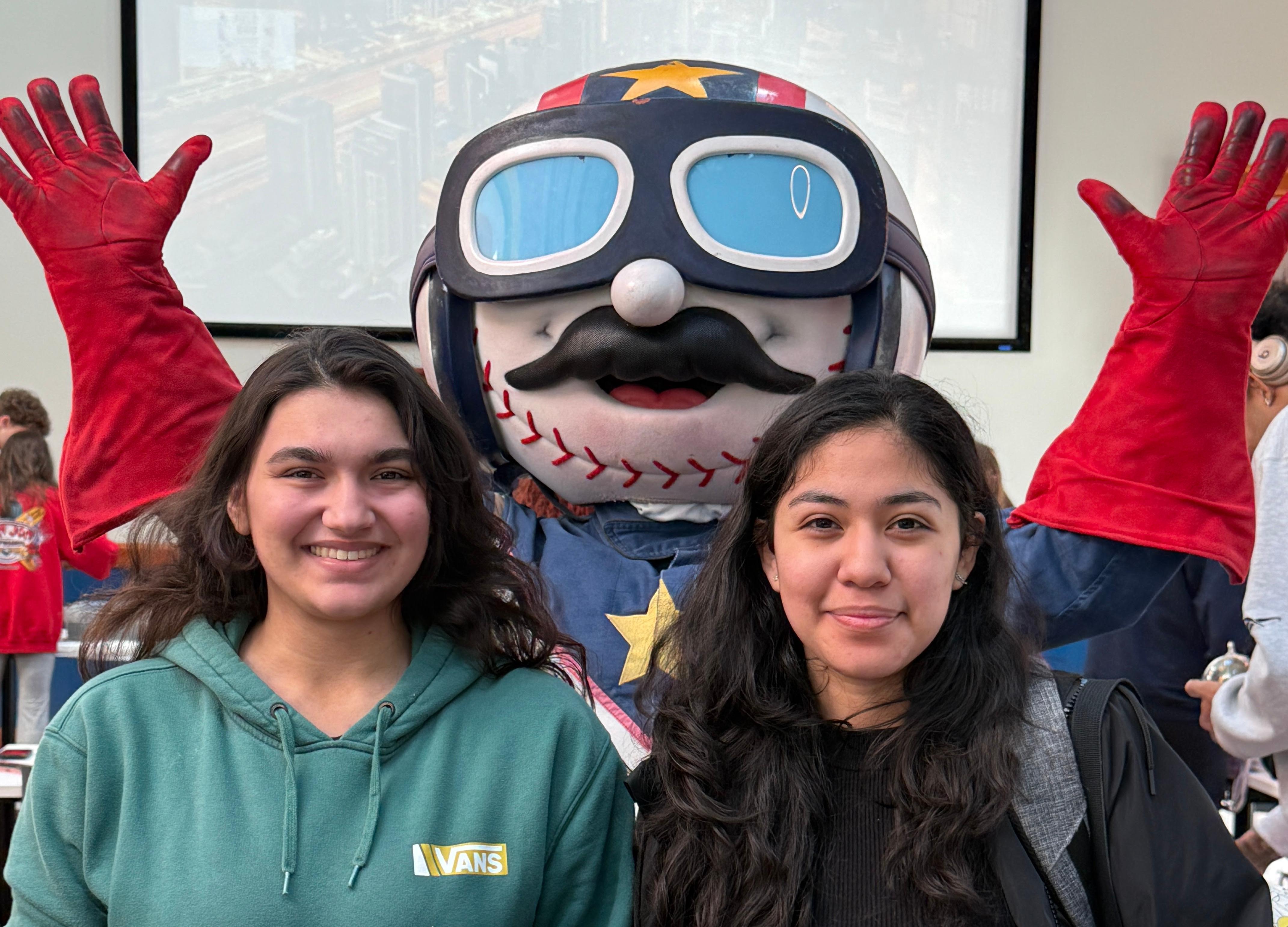 Catawba Students with Cannonballers mascot