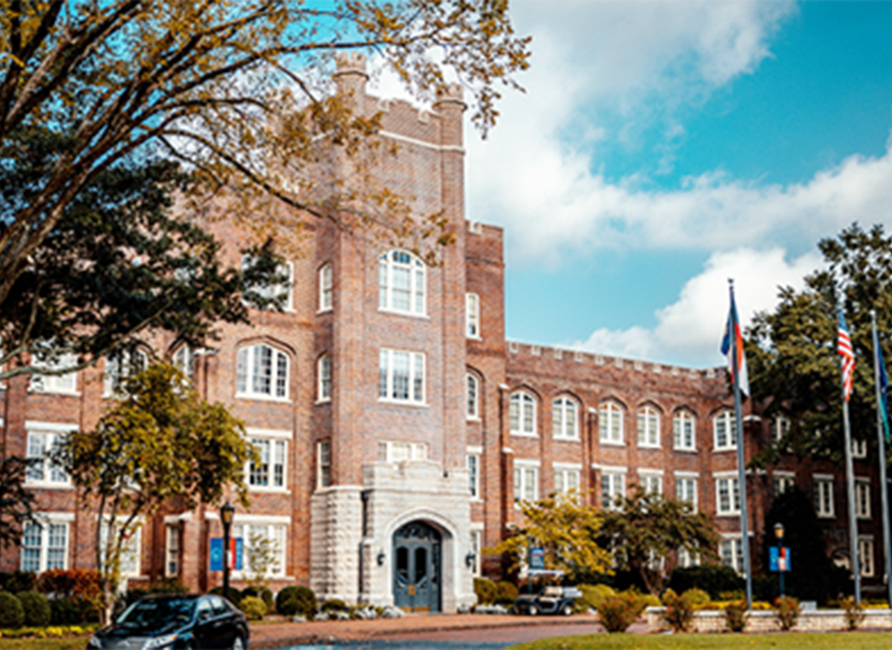 Hedrick Administration Building with blue sky