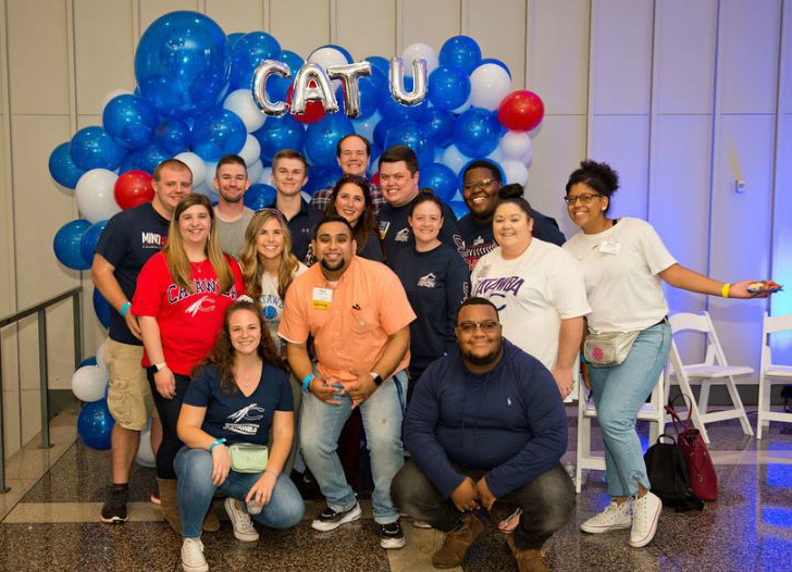 Group of Catawba alumni with CATU and balloons