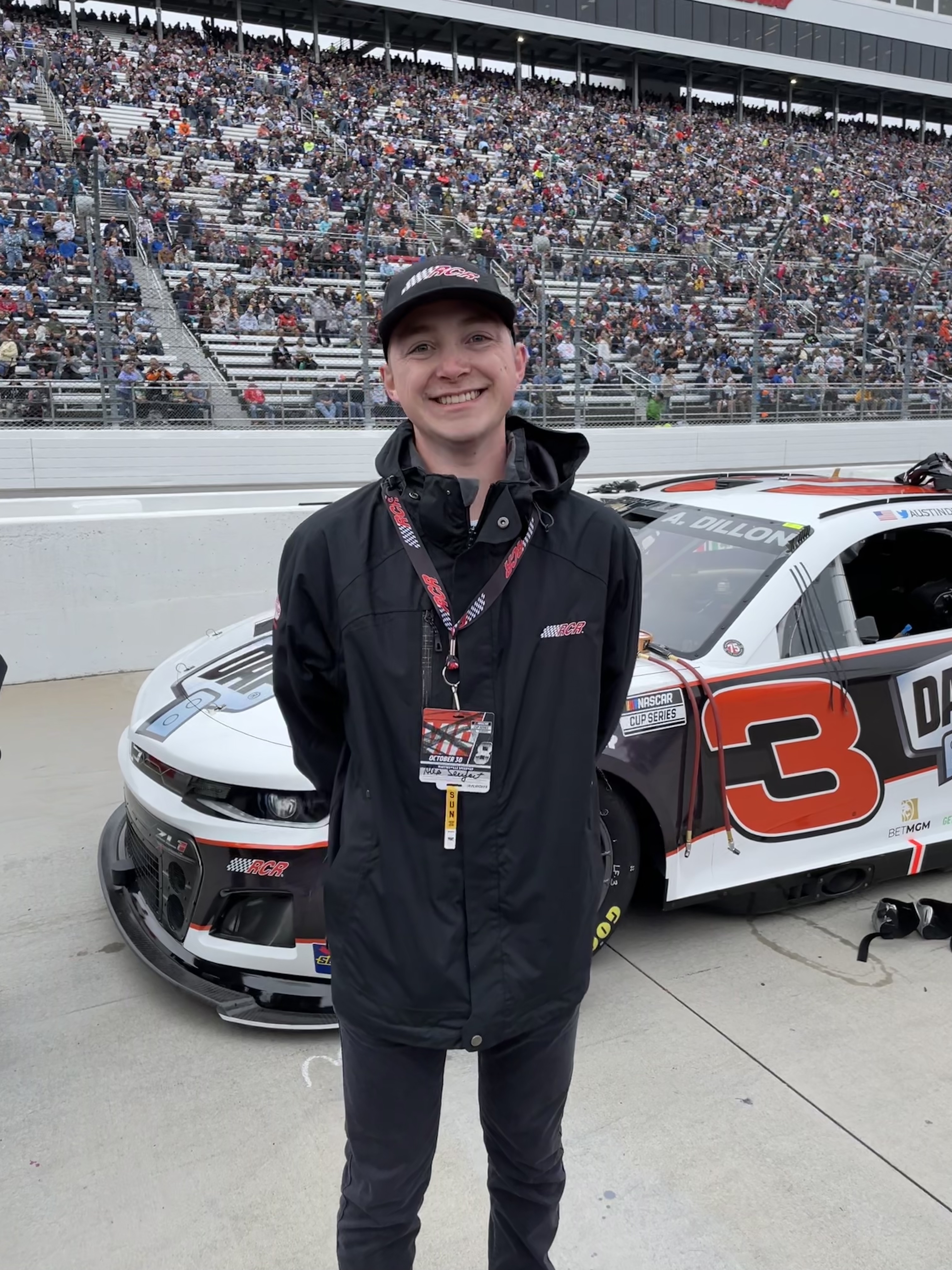 Alex Seufert '23 at a NASCAR event