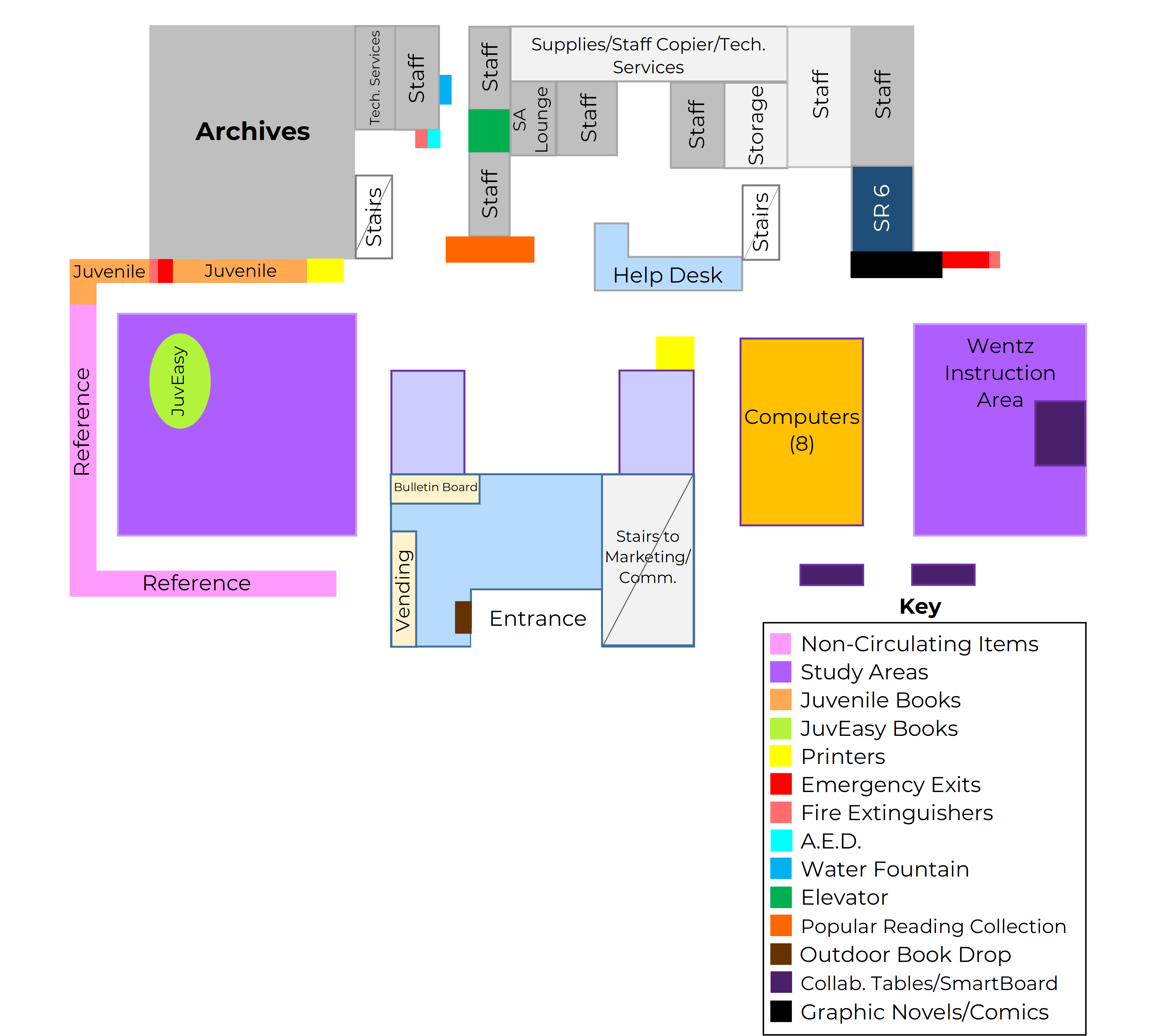 Map of library main floor