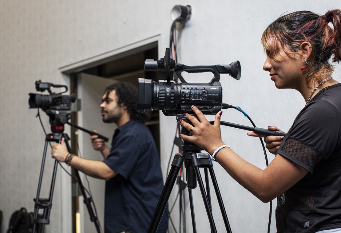 Students filming