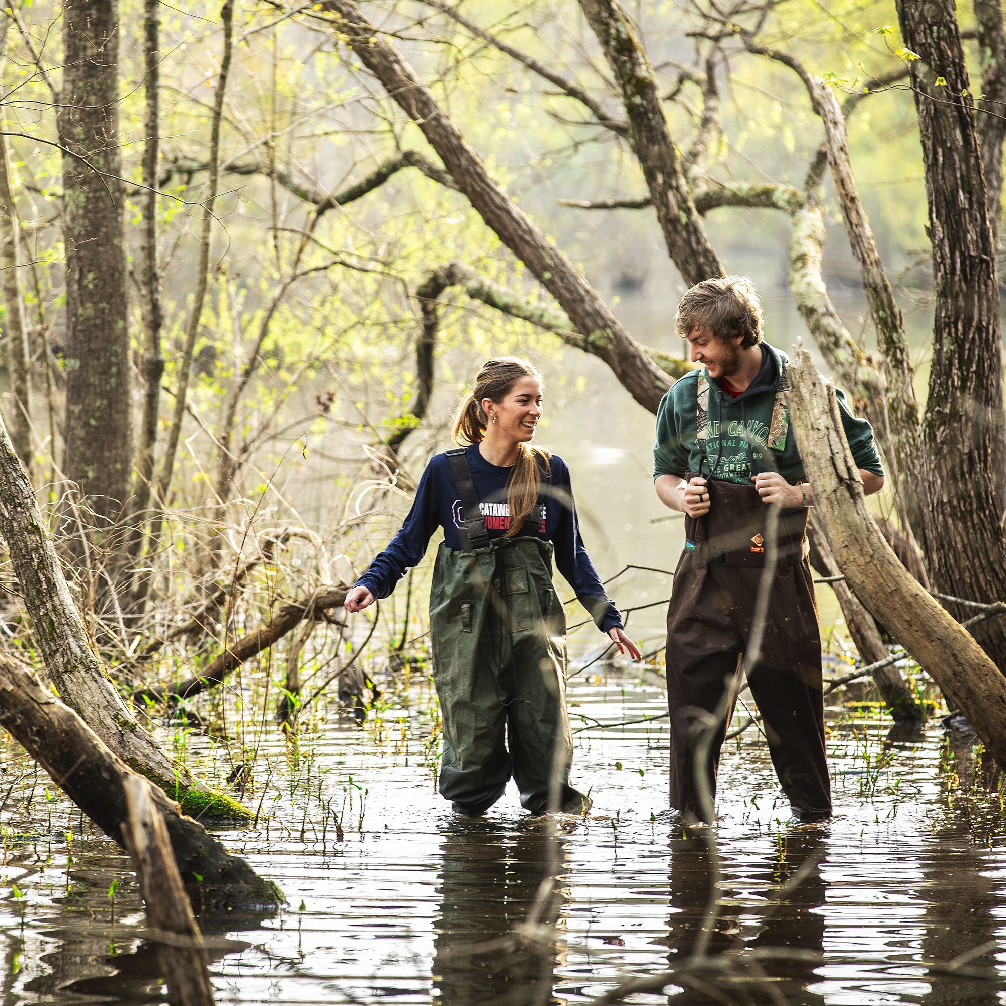 Catawba Students in the Ecological Preserve